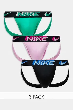 Nike Dri-Fit 3 pack microfibre jock straps in black, green and pink