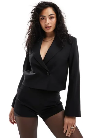 & OTHER STORIES Co-ord cropped blazer with extended shoulder in
