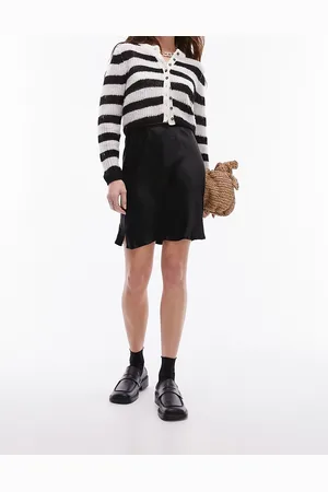 Topshop Satin bias mini skirt in