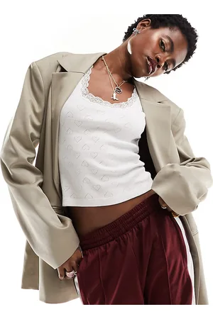 COLLUSION Oversized woven blazer with pockets in stone