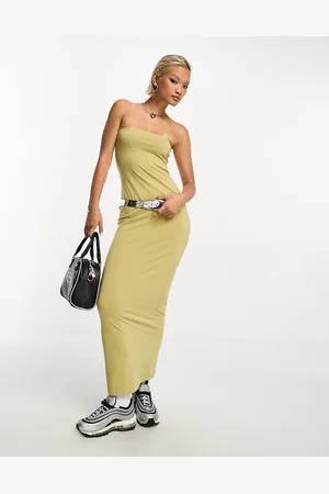 COLLUSION Bandeau maxi dress in olive