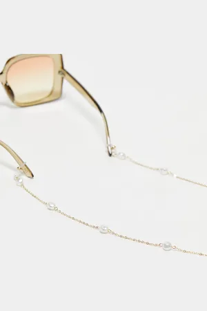 ASOS Sunglasses chain with faux freshwater pearl design in tone