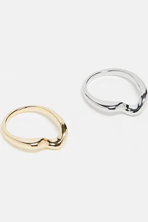 ASOS Pack of 2 molten rings in mixed metal design