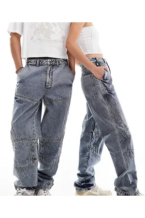Reclaimed Unisex loose fit motor cross jean in washed