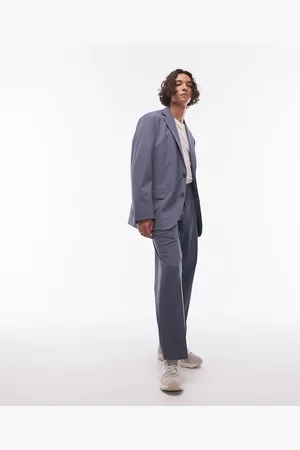 Topman Wide leg suit trousers in