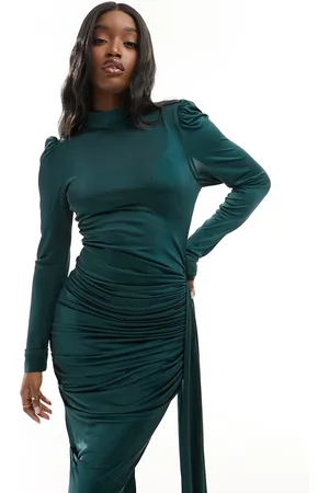 VL the Label Maxi ruched high neck dress in dark