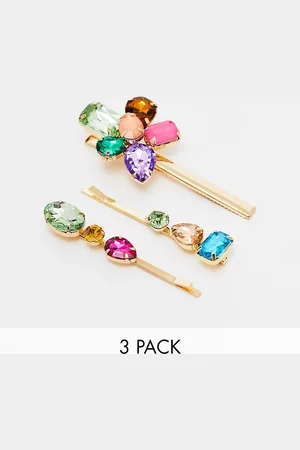 True Decadence Bejewelled pack of 3 hair slides in multi