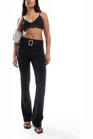 Heartbreak Bengaline mid rise trousers with rhinestone buckle belt co-ord in