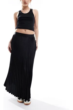 Y.A.S Satin pleated midi skirt in