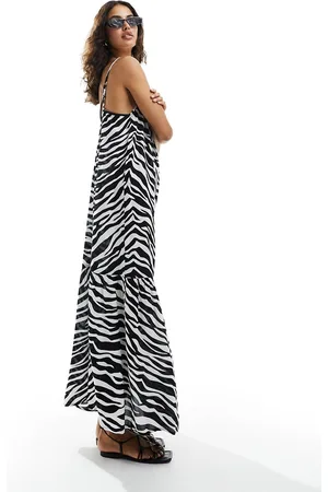 New Look Cross back maxi beach dress in zebra