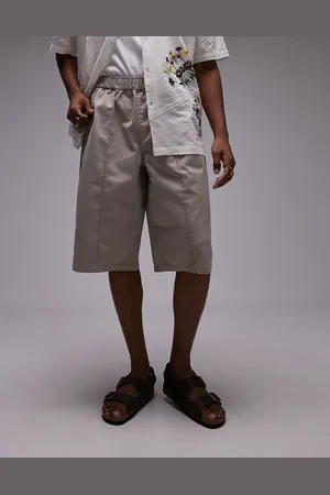 Topman Long line shorts with pintuck in stone