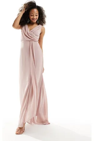 TFNC Bridesmaid chiffon maxi dress with split front in soft
