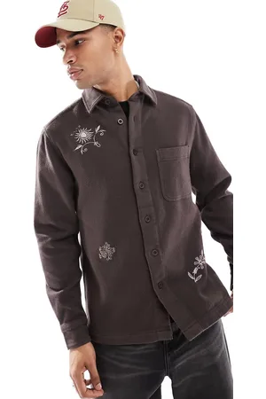 ASOS Overshirt in with floral embroidery