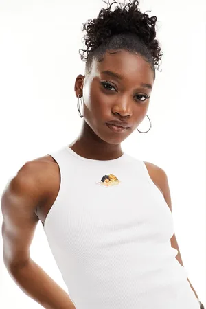 Fiorucci Ribbed racer vest with angel patch in