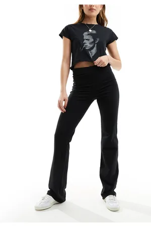 Monki Super soft skinny flare pull on trousers in