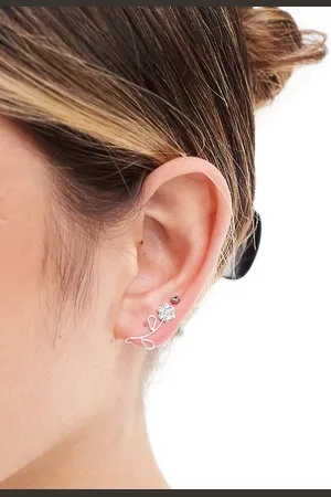 Kingsley Ryan Sterling gem flower ear crawler in