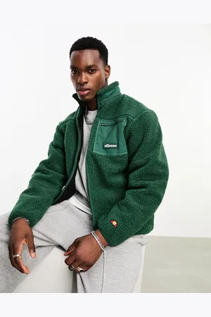 Ellesse Este full zip funnel neck borg jacket in dark
