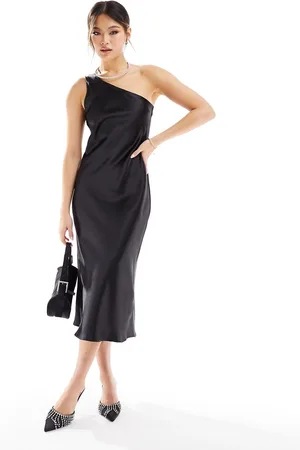 In The Style Satin one shoulder midi dress in