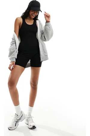 ASOS Scoop ribbed unitard playsuit in