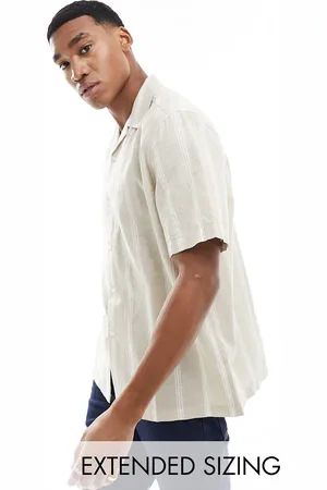 ASOS Relaxed revere shirt in linen stripe