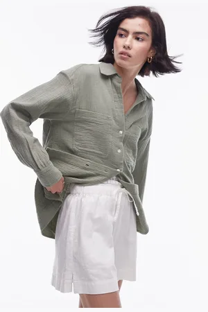 Topshop Cotton casual shirt in khaki