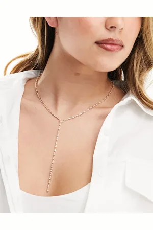 Aldo Baguette crystal stone detail lariat necklace in