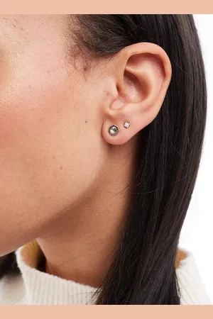 Pieces Clear gem circle stud earrings in