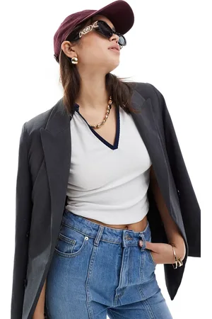 Stradivarius Polo top with piping detail in