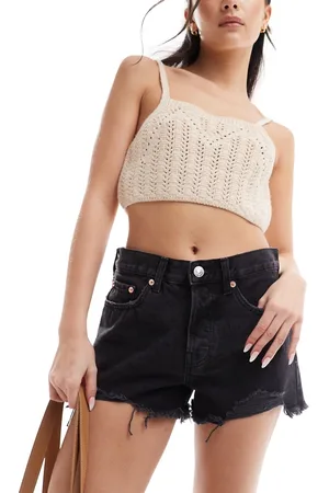 MANGO Raw hem denim shorts in