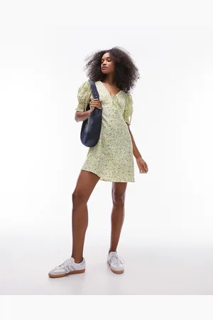 Topshop Mini dress with tie detail in ditsy floral