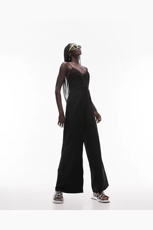 Topshop Printed lace up jumpsuit in