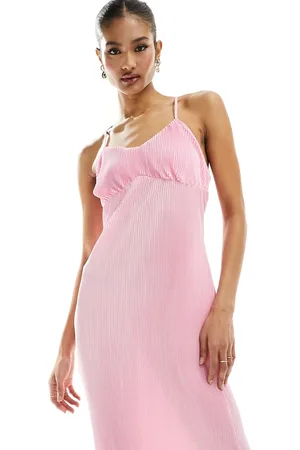 In The Style Plisse underbust seam detail maxi slip dress in