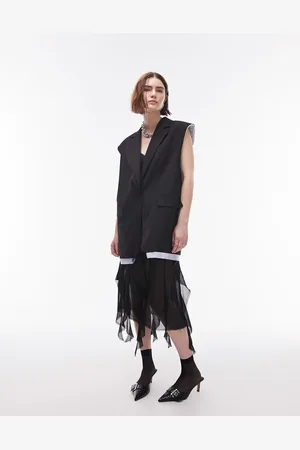 Topshop Sleeveless raw contrast blazer waistcoat in