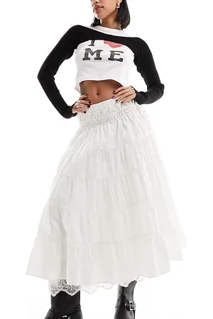 Reclaimed Western cowgirl skirt with lace in