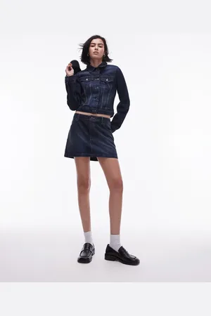 Topshop Co ord denim pelmet mini skirt in deep vintage