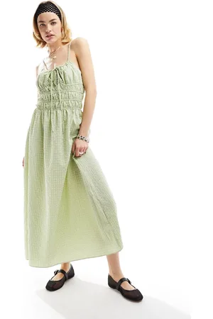 Glamorous Ruched bust cami maxi dress in check