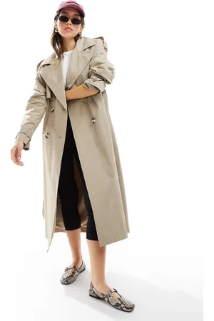 Bershka Maxi trench coat in camel