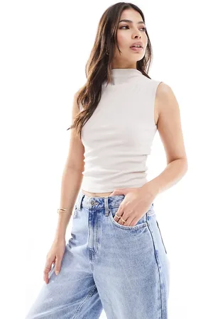 Stradivarius Slash neck seamless tank top in stone