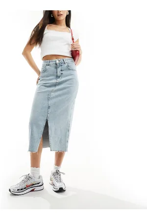 HUGO BOSS BOSS denim midi skirt in light wash