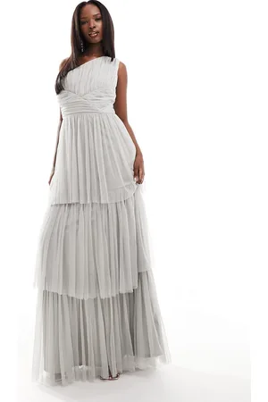 Beauut Bridesmaid one shoulder tiered maxi dress in