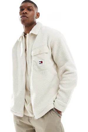 Tommy Hilfiger Solid teddy overshirt in off