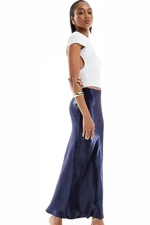 ASOS ASOS DESIGN Tall satin bias midi skirt in metallic