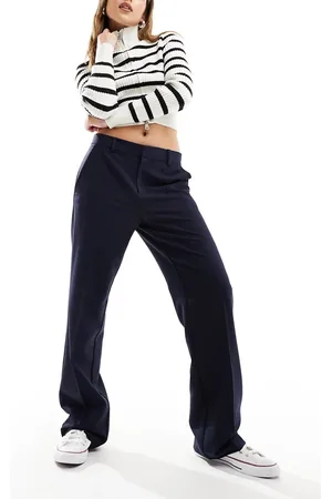 Stradivarius STR mid rise tailored straight trouser in