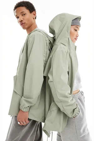 Rains 18010 unisex waterproof fishtail jacket in sage