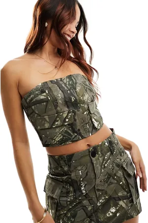 Sixth June Co-ord camo print bandeau top in