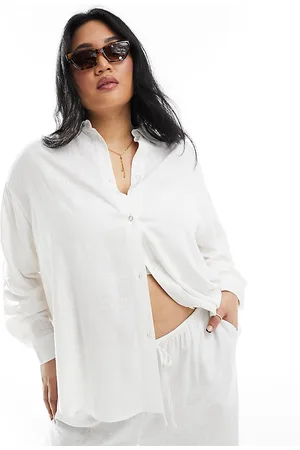 ASOS Curve relaxed shirt with linen in