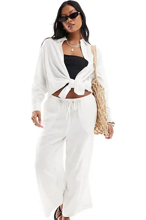 ASOS ASOS DESIGN Petite pull on culotte with linen in