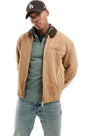 River Island Worker jacket with cord collar in light brown