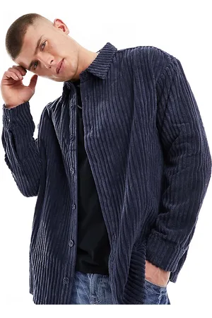 Reclaimed Long sleeve cord shirt in Navy