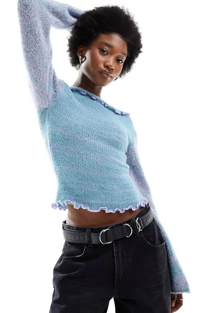 COLLUSION Slash neck space dye jumper in & lilac